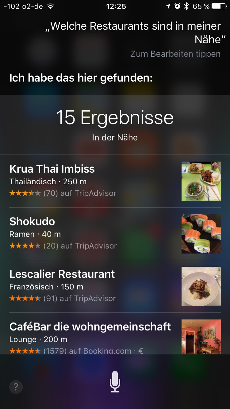 Smartphone-Suchergebnis: Restaurants in der Nähe